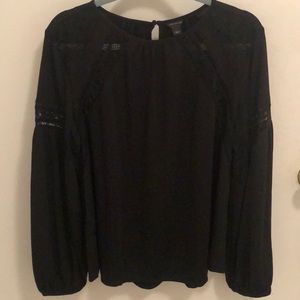 Ann Taylor Black Lace Inset Top